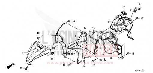 GAINE DE PROTECTION AVANT/COUVERCLE INTERNE NSC110MPDC de 2012